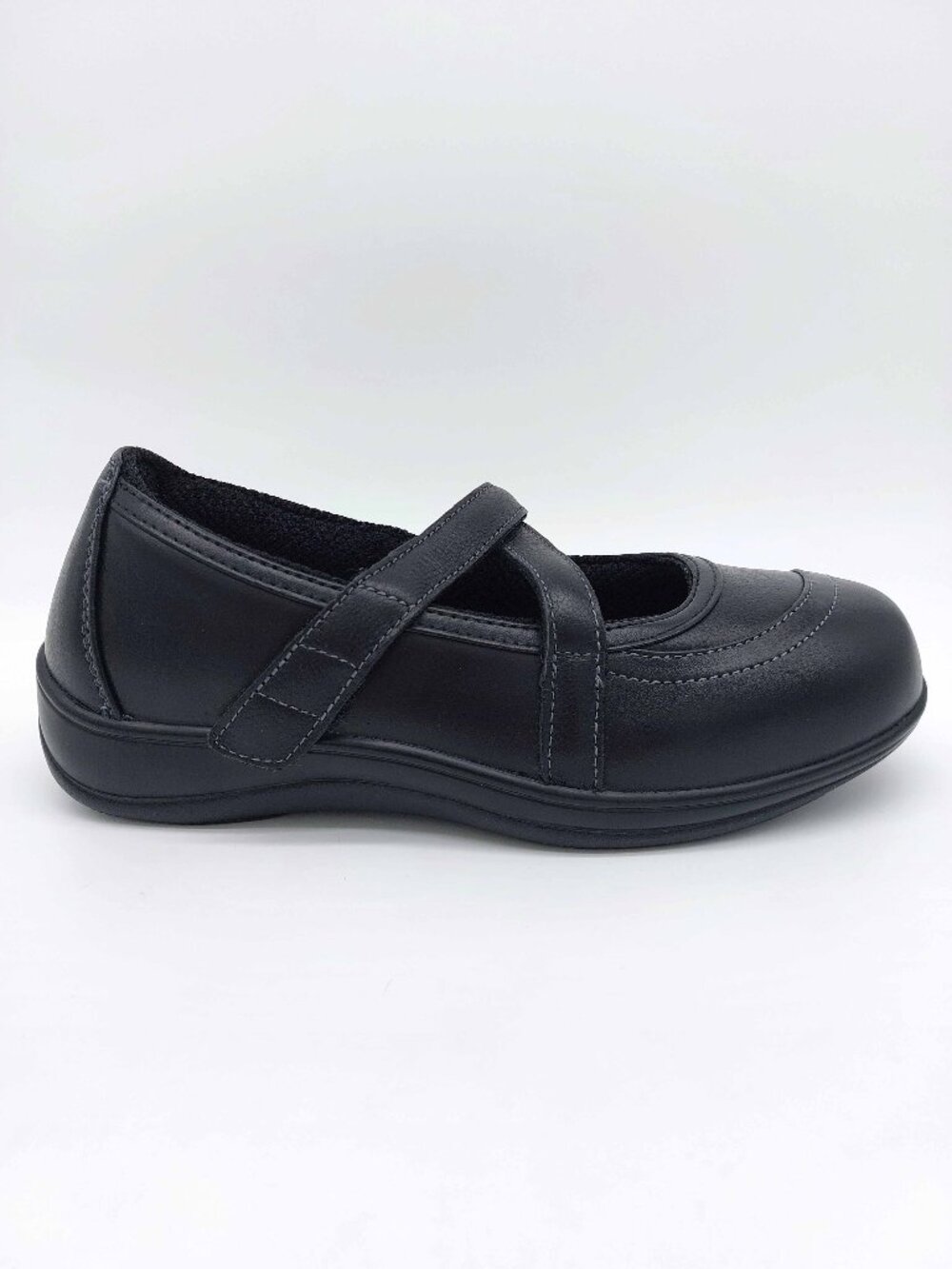 OrthoFeet Womens 7 2E X Wide Black Leather Mary Jane Comfort Walking Shoes